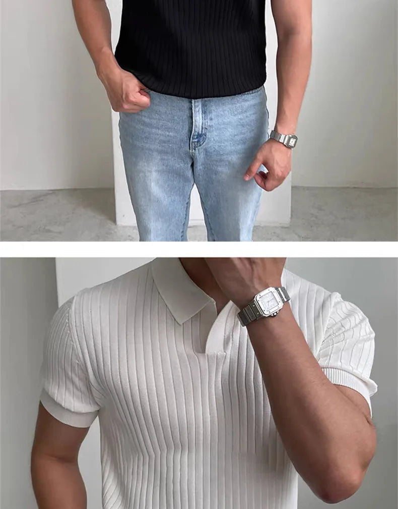 Summer Sports And Leisure Slim Fit T-Shirt Fashionable Men's Golf Polo Shirt Open Neck Breathable Quick Drying Short Sleeved Top
