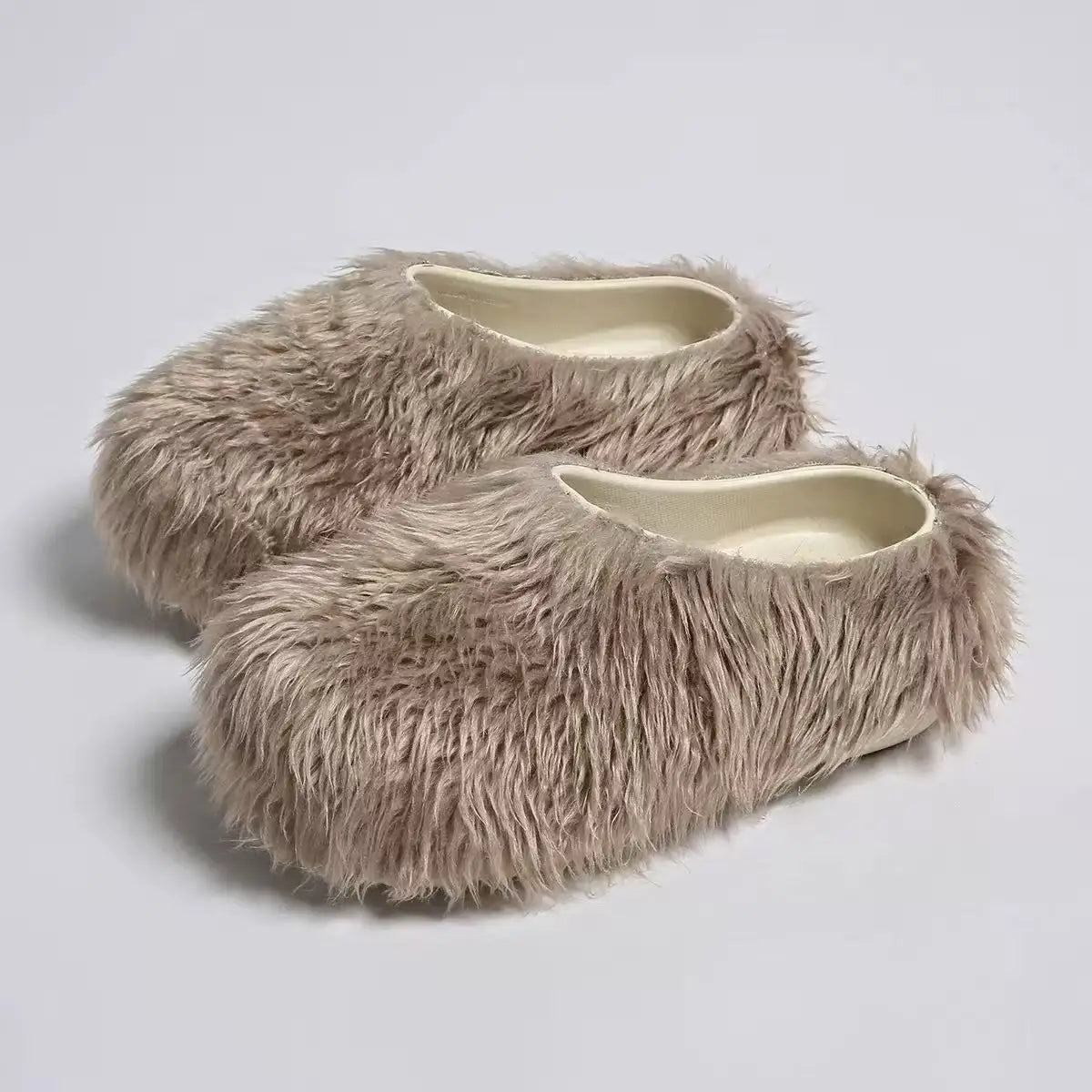 New Fur Slippers Imitation Fur Mueller Shoes Famous Height thick Soled Slippers