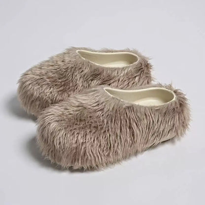 New Fur Slippers Imitation Fur Mueller Shoes Famous Height thick Soled Slippers