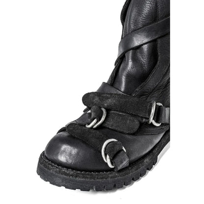 Yamamoto Style Dark Retro Vintage Motorcycle Boots Men's Real Leather Strap Boots Short Tube Belt Buckle Wasteland Fashion Shoes