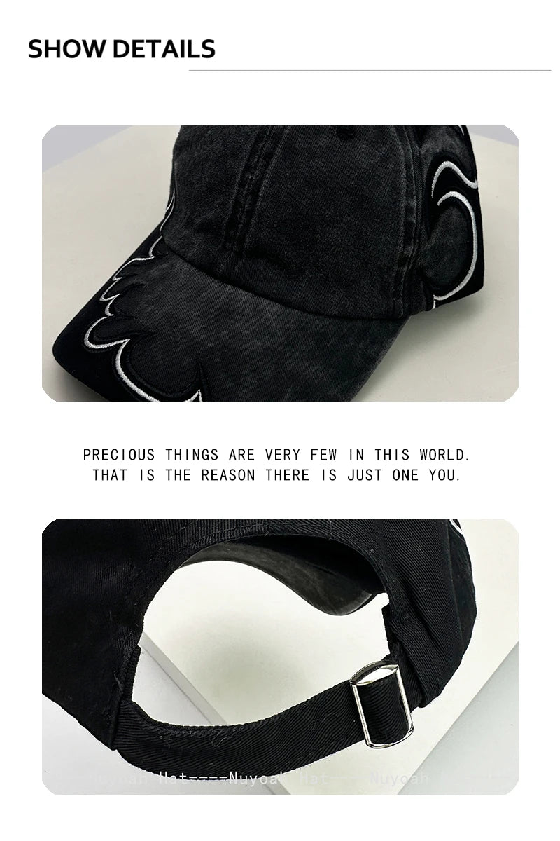 New Men Women American Street Embroidered Flame Baseball Hats Sunshade Hip Hop Versatile Personal Peaked Caps Street Fashion ins