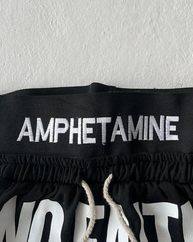 Y2K Fashion Streetwear Gothic Punk Striped Letter Embroidery Trendy Sweatpants Retro Loose Hip Hop Casual Stretch Jogging Pants