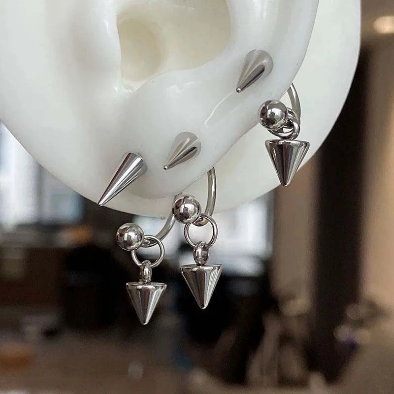 Punk Silver Color Rivet Stud Earrings for Women Men Fashion Metal Geometric U-Shaped Piercing Earrings Party Jewelry Accessories