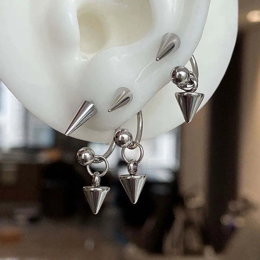 Punk Silver Color Rivet Stud Earrings for Women Men Fashion Metal Geometric U-Shaped Piercing Earrings Party Jewelry Accessories