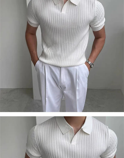 Summer Sports And Leisure Slim Fit T-Shirt Fashionable Men's Golf Polo Shirt Open Neck Breathable Quick Drying Short Sleeved Top