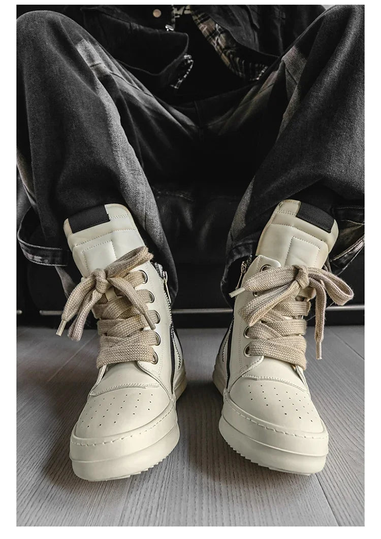 High-top Sports Shoes Lace-up Leather Ankle Boots Male Skateboard Shoes Basketball Sneakers 39-44 Men Casual Luxury Sneakers