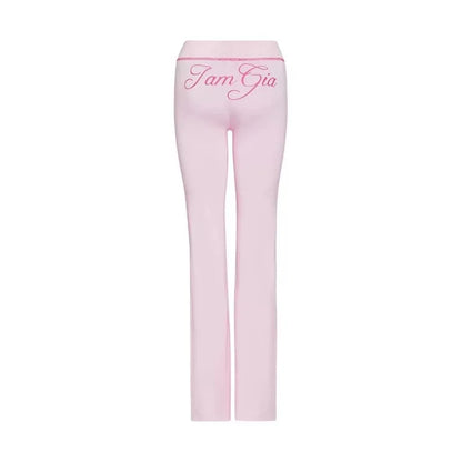 Gia zip-up cap long sleeve high spring top & low waist micro flared pants