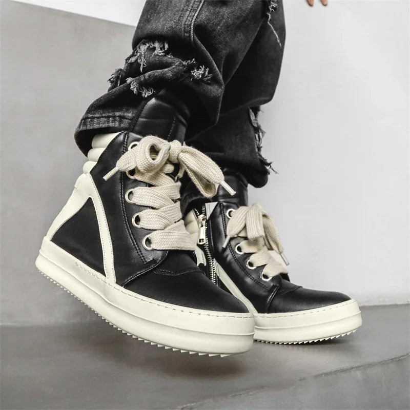 High-top Sports Shoes Lace-up Leather Ankle Boots Male Skateboard Shoes Basketball Sneakers 39-44 Men Casual Luxury Sneakers