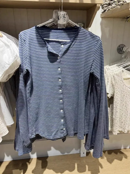 Pink Striped Slim Long Sleeve Tees Women Spring Casual Cotton O-neck Tshirt New Tops Clothes Sweet Cute  Vintage T-shirts Y2K