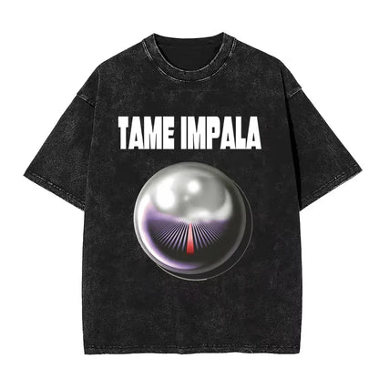 2025 Washed Vintage Tame Impala Graphic Print T-shirts Men's Clothing Pop Rock Band T-shirt Men Women Fashion Retro T Shirt