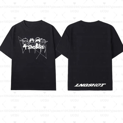 Men's Women's LNGSHOT Kpop Fashion Jay Park Same T-shirt High Quality Short Sleeve Tshirt Hip Hop Trend Plus Size Tops