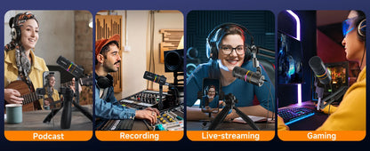 COMICA D10/D10 PRO RGB Cardioid USB/XLR Dynamic Desktop Gaming Mic Wired/Wireless Microphone for Streaming Interview Podcast