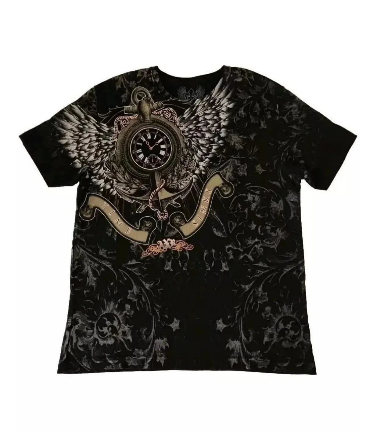 European and American men's summer Gothic skull letter print soft and breathable round neck T-shirt outdoor fashionable street t