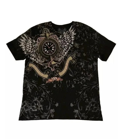 European and American men's summer Gothic skull letter print soft and breathable round neck T-shirt outdoor fashionable street t