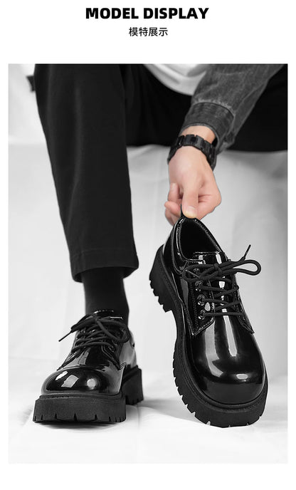 Couple's casual leather shoes Four Season thick sole anti slip comfort men's and women's workwear shoes plus size lace up shoes
