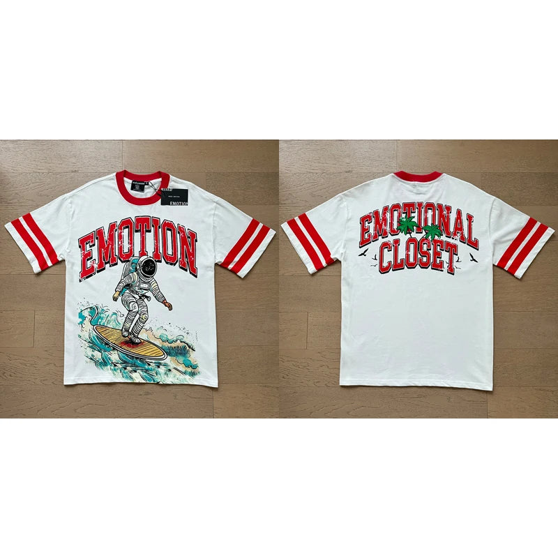 Fashion Brand MIXED EMOTION T-shirts Men Women Couple Streetwear Angel Print Summer Top Tee Round Neck Short Sleeve