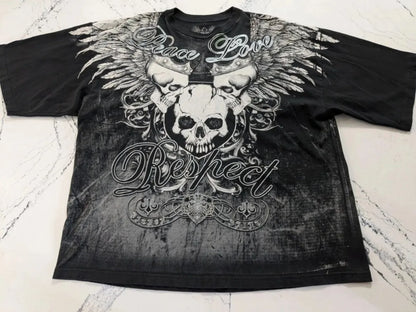European and American men's summer Gothic skull letter print soft and breathable round neck T-shirt outdoor fashionable street t