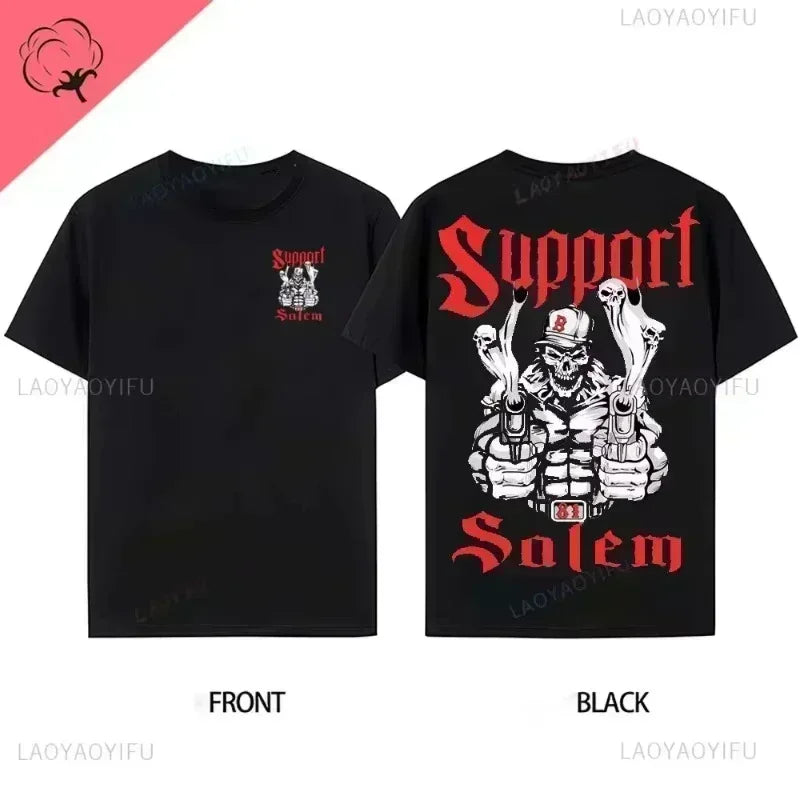 Classic Y2K Gothic Style T-shirt Print Oversized T Shirt High Street Shirts Gothic Round Neck Cotton Tops New Mens Women T Shirt