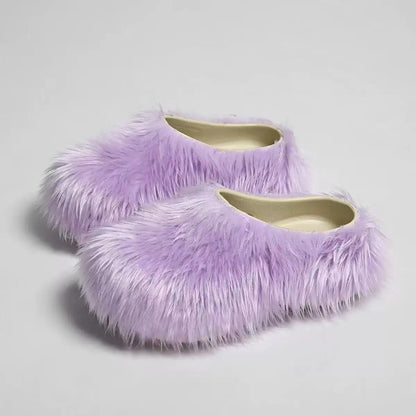 New Fur Slippers Imitation Fur Mueller Shoes Famous Height thick Soled Slippers