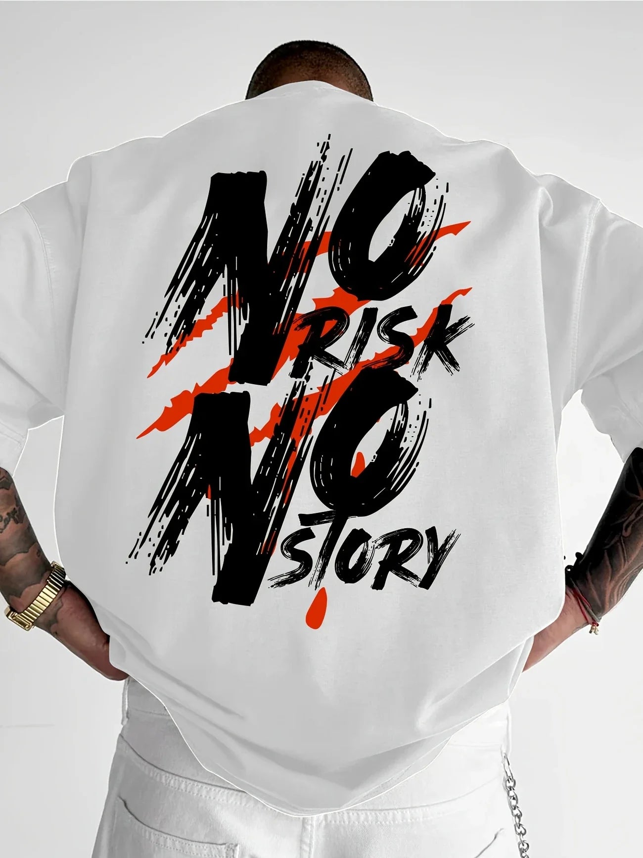 Men's Streetwear Pattern T-shirt - Bold Letter Printed Loose Casual T-shirt, Vibrant Summer Short sleeved Pure Cotton T-shirt St