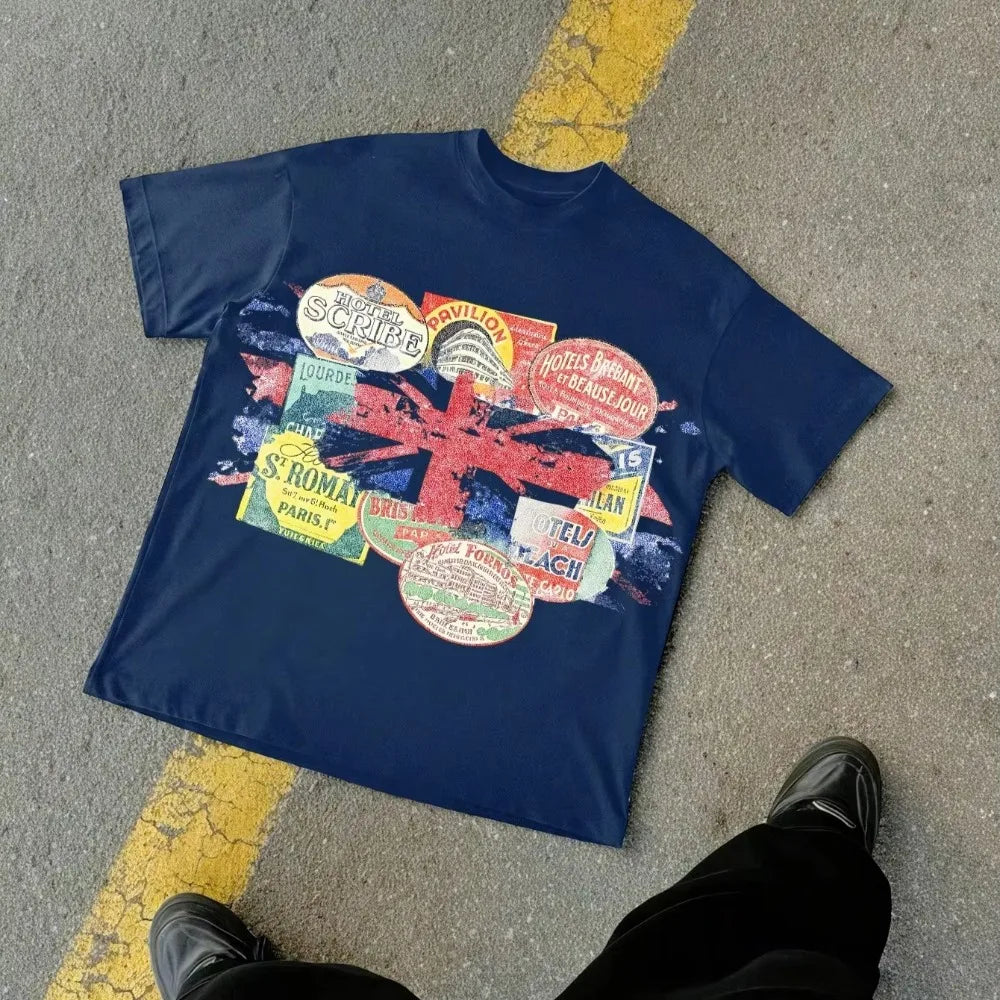 Vintage Y2K casual cotton short-sleeved crew neck T-shirt with a fun graphic for men and women. All-season cotton streetwear