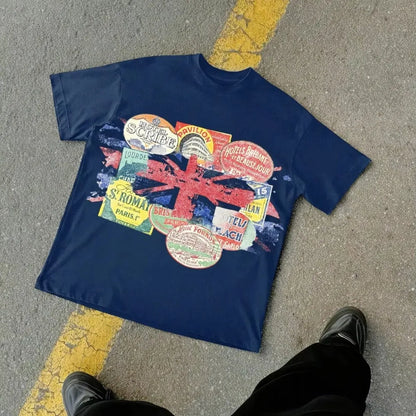 Vintage Y2K casual cotton short-sleeved crew neck T-shirt with a fun graphic for men and women. All-season cotton streetwear
