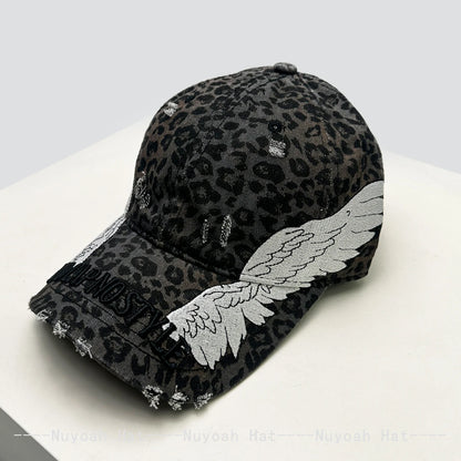 Korean Embroidered Letters Dual-bladed Angel Wings Baseball Hats New Men Women Sunshade Retro Versatile Fashion Peaked Caps ins