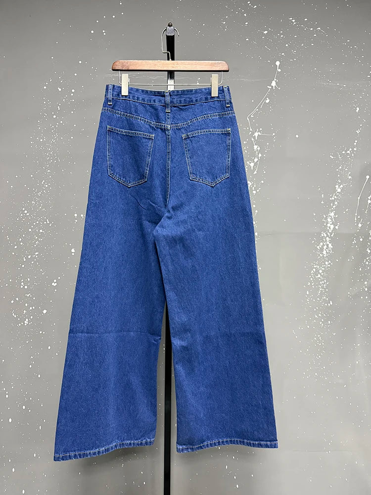IEFB Summer Men's Denim Pants Old Blue Washed Male Jeans Straight Casual Menwear Loose Wide Leg Trousers New Fashion 9C354