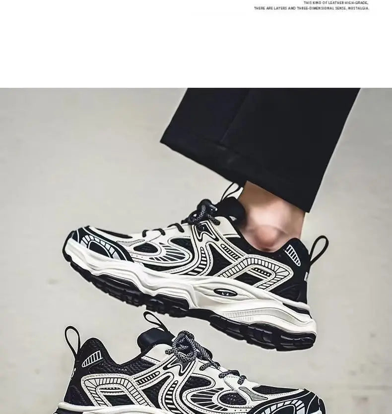Men's 2026 Spring New Breathable Mesh Sneakers Korean Y2K Trendy Versatile Thick Sole Sports Casual Dad Shoes