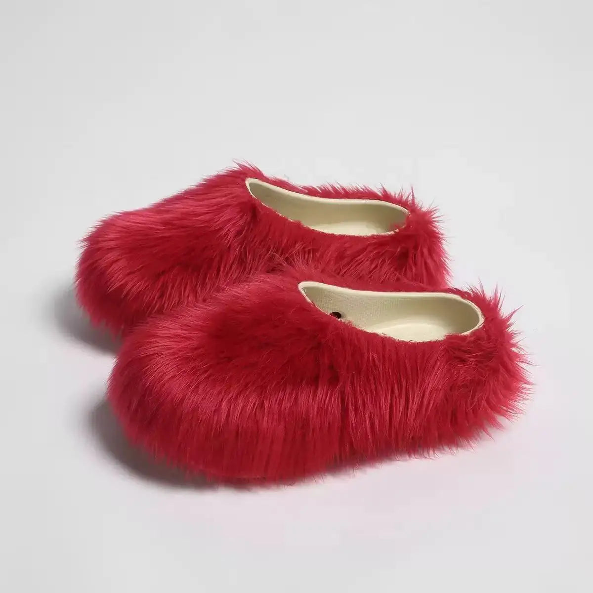 New Fur Slippers Imitation Fur Mueller Shoes Famous Height thick Soled Slippers