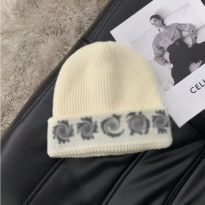 Unisex Fashion Streetwear Headwear,  Black Knitted Beanie Hat, Gothic Cross Pattern Warm Winter Cap,Soft Elastic Knit Hat 1PC