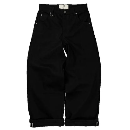 Y2K Vintage Black Denim Two Piece Set Asymmetric Button High Neck Jacket Baggy Wide Leg Pants Streetwear Gothic Harajuku Outfits