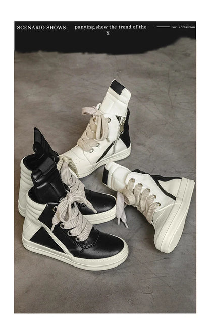 High-top Sports Shoes Lace-up Leather Ankle Boots Male Skateboard Shoes Basketball Sneakers 39-44 Men Casual Luxury Sneakers