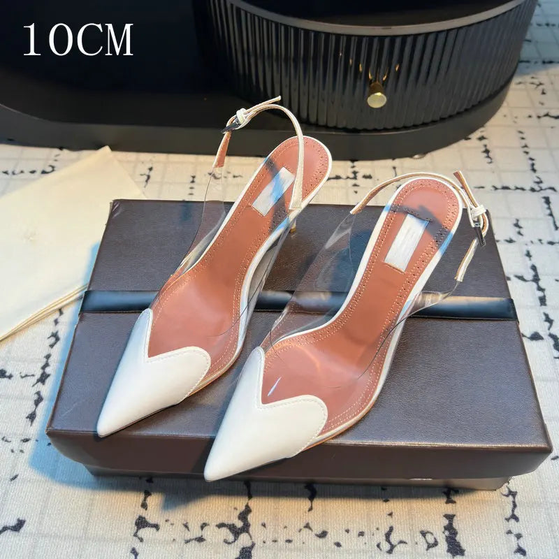 2026 New Design Heart-shaped Pointed Toe Backless Cool Shoes for Women Fashionable Transparent High-Heeled Bao Head Shoe