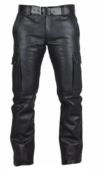 Men's Autumn Winter Pants Punk Retro Goth Slim Casual Long Pants Faux Leather Fashion Casual Solid Color Trousers Pencil Pants