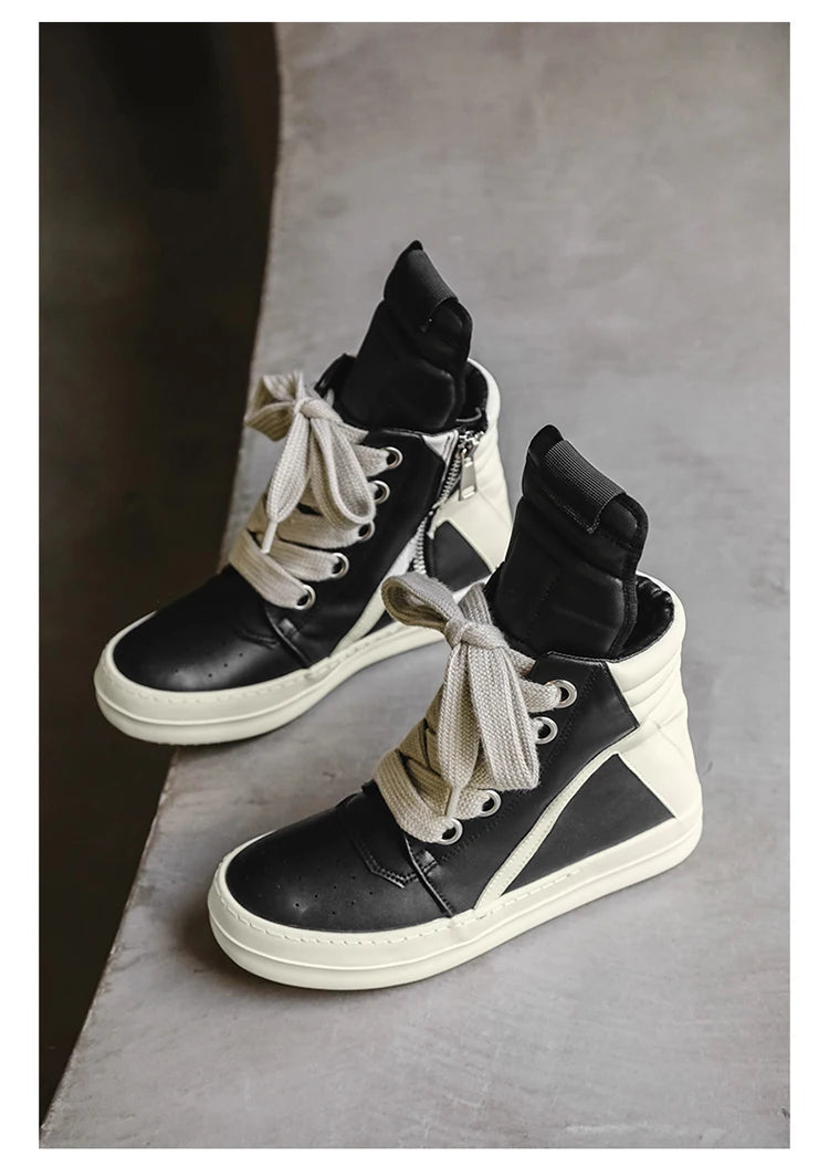 High-top Sports Shoes Lace-up Leather Ankle Boots Male Skateboard Shoes Basketball Sneakers 39-44 Men Casual Luxury Sneakers