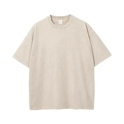 American Style Retro Heavyweight Solid Color Short Sleeved T-shirt Men Women Summer Street Trendy Washed Old Oversized Clothes