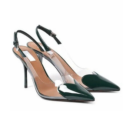 2026 New Design Heart-shaped Pointed Toe Backless Cool Shoes for Women Fashionable Transparent High-Heeled Bao Head Shoe