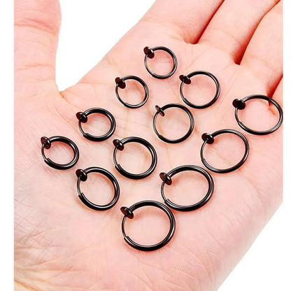 2Pcs Small Hoop Spring Ear Clips Earrings For Women Men Stainless Steel Painless No Piercing Stealth Fake Ear Jewelry 8-16mm