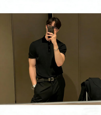 Summer Sports And Leisure Slim Fit T-Shirt Fashionable Men's Golf Polo Shirt Open Neck Breathable Quick Drying Short Sleeved Top