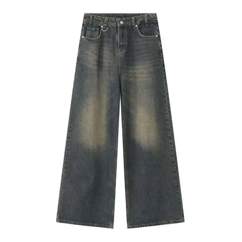 IEFB Summer Men's Denim Pants Old Blue Washed Male Jeans Straight Casual Menwear Loose Wide Leg Trousers New Fashion 9C354