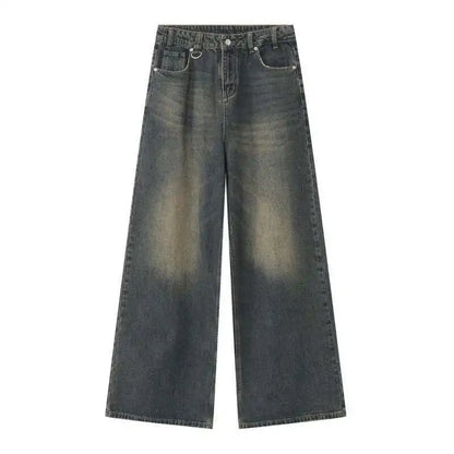 IEFB Summer Men's Denim Pants Old Blue Washed Male Jeans Straight Casual Menwear Loose Wide Leg Trousers New Fashion 9C354