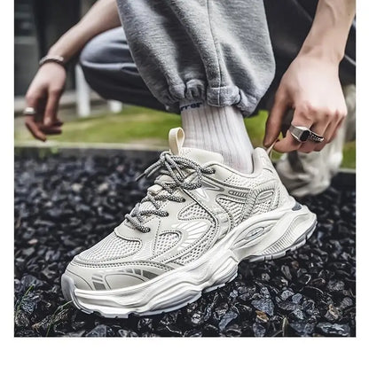 Men's 2026 Spring New Breathable Mesh Sneakers Korean Y2K Trendy Versatile Thick Sole Sports Casual Dad Shoes