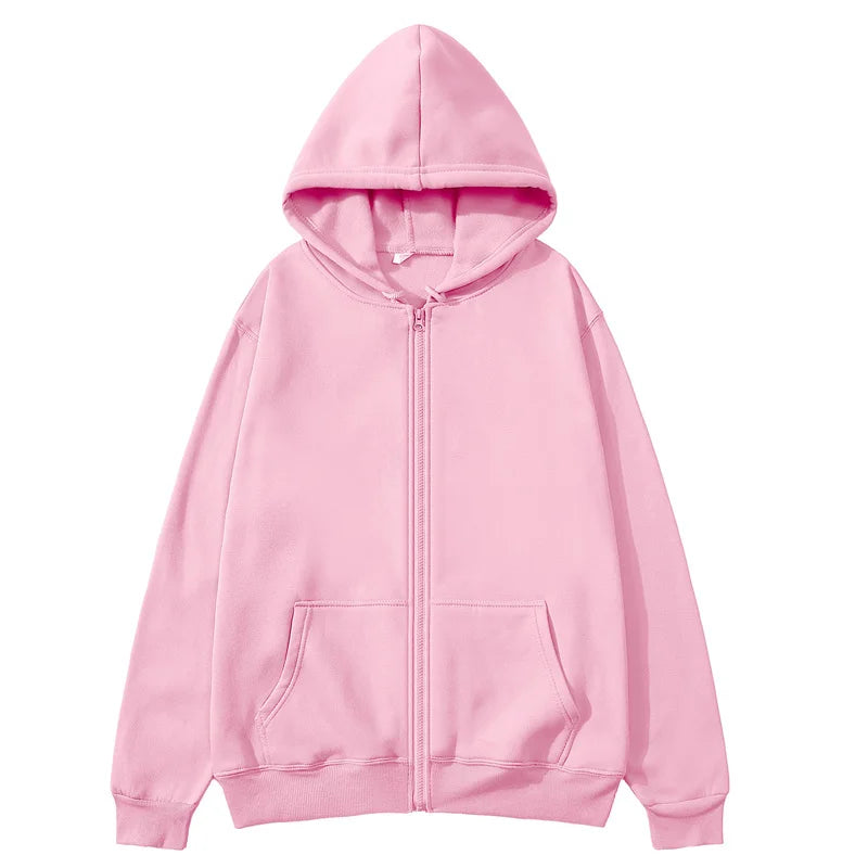 Men/Women zipper cardigan Hoodies pure color Casual Jacket Coats Fleece spring Autumn Sweatshirts Sports Streetwear men tops