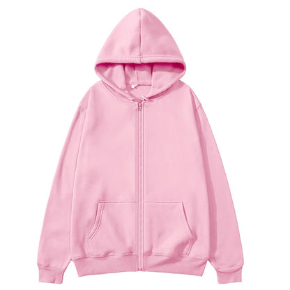 Men/Women zipper cardigan Hoodies pure color Casual Jacket Coats Fleece spring Autumn Sweatshirts Sports Streetwear men tops