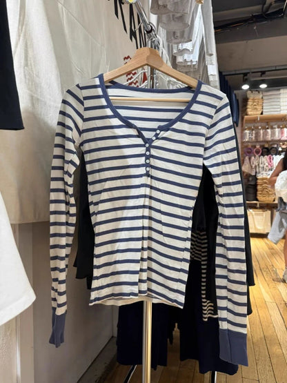Pink Striped Slim Long Sleeve Tees Women Spring Casual Cotton O-neck Tshirt New Tops Clothes Sweet Cute  Vintage T-shirts Y2K