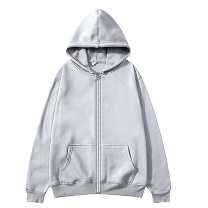 Men/Women zipper cardigan Hoodies pure color Casual Jacket Coats Fleece spring Autumn Sweatshirts Sports Streetwear men tops
