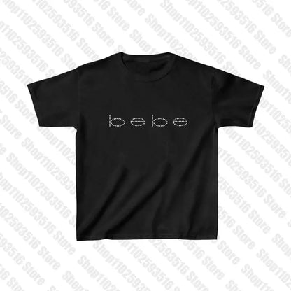 2000s Clothes Y2k Top Top for Women Baby Tees Tops Rhinestone T Shirts Women's T-shirts Female Clothing Kpop Gothic Kawaii Goth