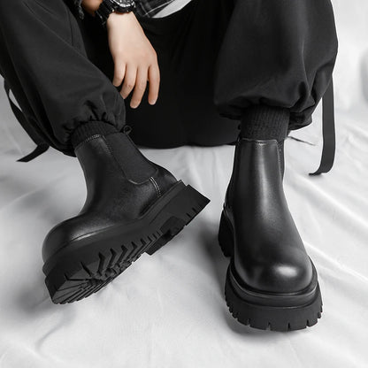 Men's Versatile Casual British Style Heightening Chelsea Boots, Paired with Trendy and Simple Ankle Boots for Outerwear.