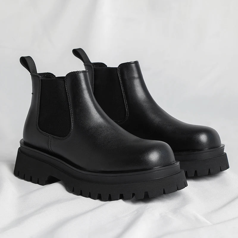 Men's Versatile Casual British Style Heightening Chelsea Boots, Paired with Trendy and Simple Ankle Boots for Outerwear.